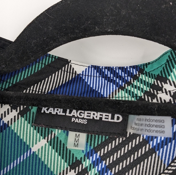Karl Lagerfeld Long Sleeve Top Blouse Button Down M - Picture 3 of 9
